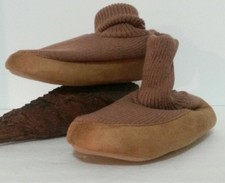 Women's Tan Cardigan Slipper Socks SZ Medium M 6 1/2 - 7 1/2 New Comfy 1139