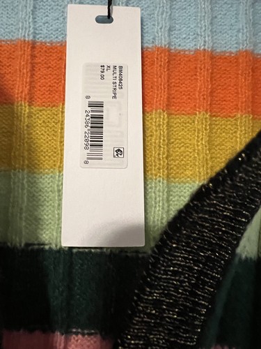 Steve Madden Sweater Dress Women XL Multicolor Stripes V-neck L/S Retro Festival - Picture 8 of 18