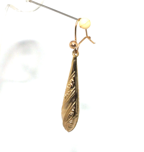 Ladies/womens 9ct yellow gold nicely patterned bomb style earrings - Picture 4 of 7