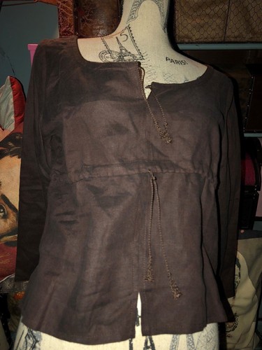 YONA BELLE MESURE Charming Chocolate Linen Blouse Size 0