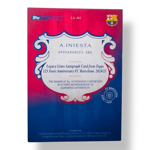 Andres Iniesta /99 Auto Topps FC Barcelona 125 Years Anniversary 2024/25 No PSA - Bild 2 von 2