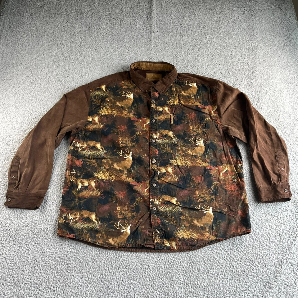Legendary Whitetails Shirt Mens 2XL XXL Brown Button Up Faux Suede Buck Outdoor - Image 2 of 4