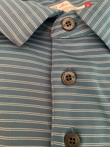 2EA Kirkland Performance Ben Hogan Polo’ Shirt Mens Large Blue Purple Striped SS - Picture 3 of 5