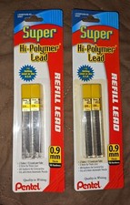 4 Tubes (2 Packages) PENTEL Super Hi-Polymer Lead 0.9 mm New