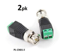2-PACK BNC Male Plug to AV 2-Screw Terminal Block Balum Connector - PL-CN01-2