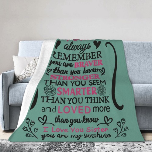Flannel Bedspread Sofa Throw Blanket Warm Words to Sister Holiday Birthday Gift - Picture 5 of 30