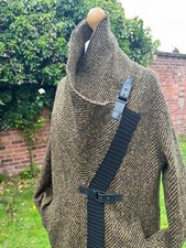 Lovely Tweed Look Wool Oska Antique Gold Saffron & Black Cardigan Coat Sz 16 18