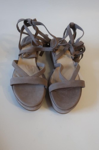 NWOB Womens Klik Taupe Strappy Ankle Tie Platform Wedge Sandals 38.5 US/8.5 * - Picture 1 of 7