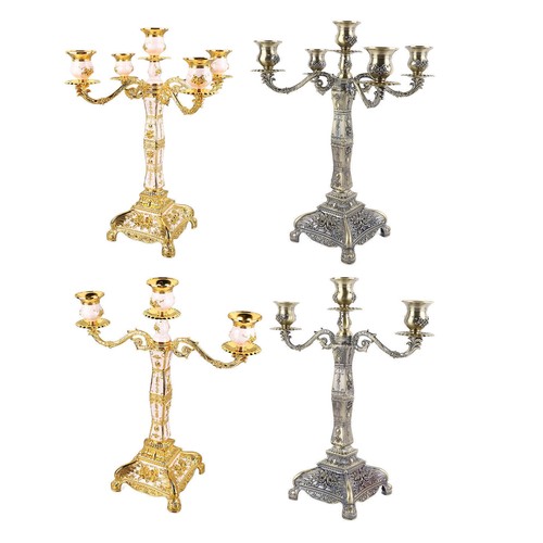 Metal Arms Candelabra European Style Retro Candlestick Holder Romantic Candle - Picture 8 of 24