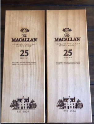 Macallan 25 Year Single malt scotch Whiskey wood box case