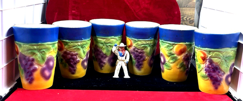 6 alte handbemalte Kunstkeramik Tasse/Gläser Tschechoslowakei ~ Ditmar Urbach?