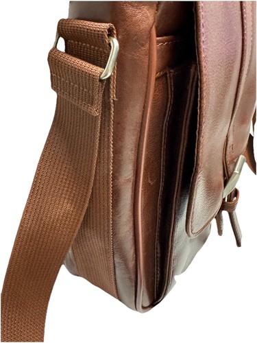 Vintage Wilson Leather Messenger Bag Xby Shoulder Unisex Brown Multi Pockets - Picture 9 of 12