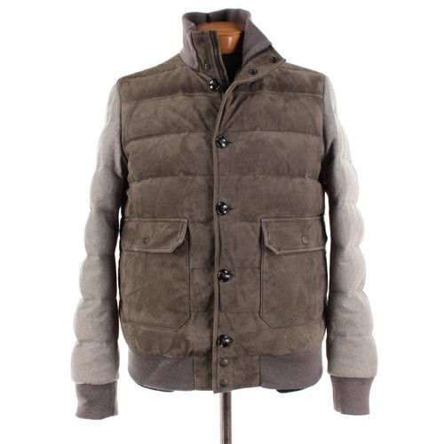 Kiton Daunen Bomberjacke Neu mit Etikett Größe 48 (S US) in beige Kaschmir/Wildleder