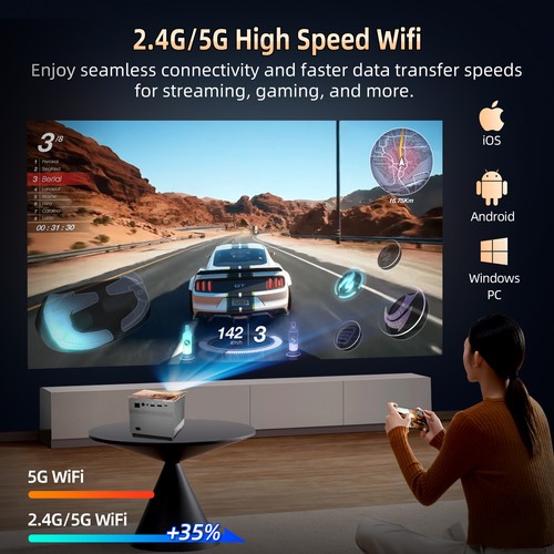 4K Mini Projector 10000 Lumen LED 1080P WiFi Bluetooth UHD Portable Home Theater - Picture 5 of 10