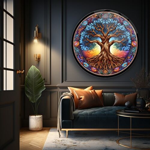 Flower Life of Tree Sun Tempered Glass Wall Art Decoration - Picture 3 of 6