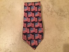 AMERICAN TRADITIONS American Flag Made in USA 100 Silk Necktie NWOT