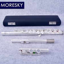 MORESKY 16 Close C Key Flute Silver Plated Left-Hand Flute With E Keys MFL-702