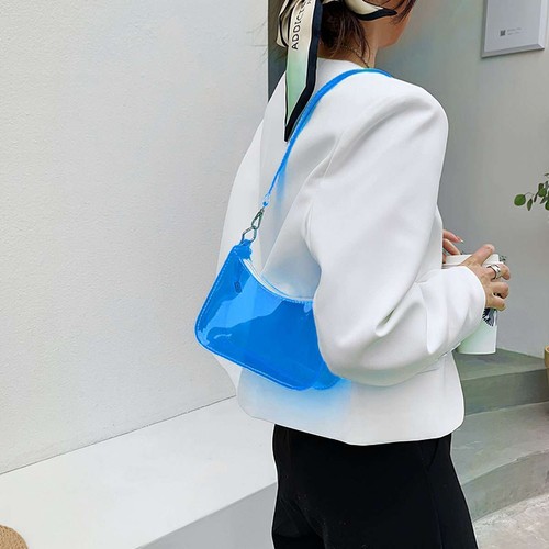 Modische durchsichtige Damentaschen Gummi PVC Tasche Achseltaschen Frauen Freizeit Handtaschen LAVA - Bild 11 von 16