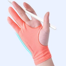 Artist Drawing Glove for Women [2 Pack Pink] 3-Layer Palm Rejection Right/Left