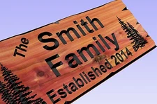 Personalized Custom Carved Cedar Wood Sign - Last Name Rustic Plaque Home Decor 