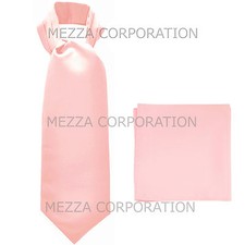 New Vesuvio Napoli Men's Polyester Ascot Cravat Necktie Hankie Solid Pink