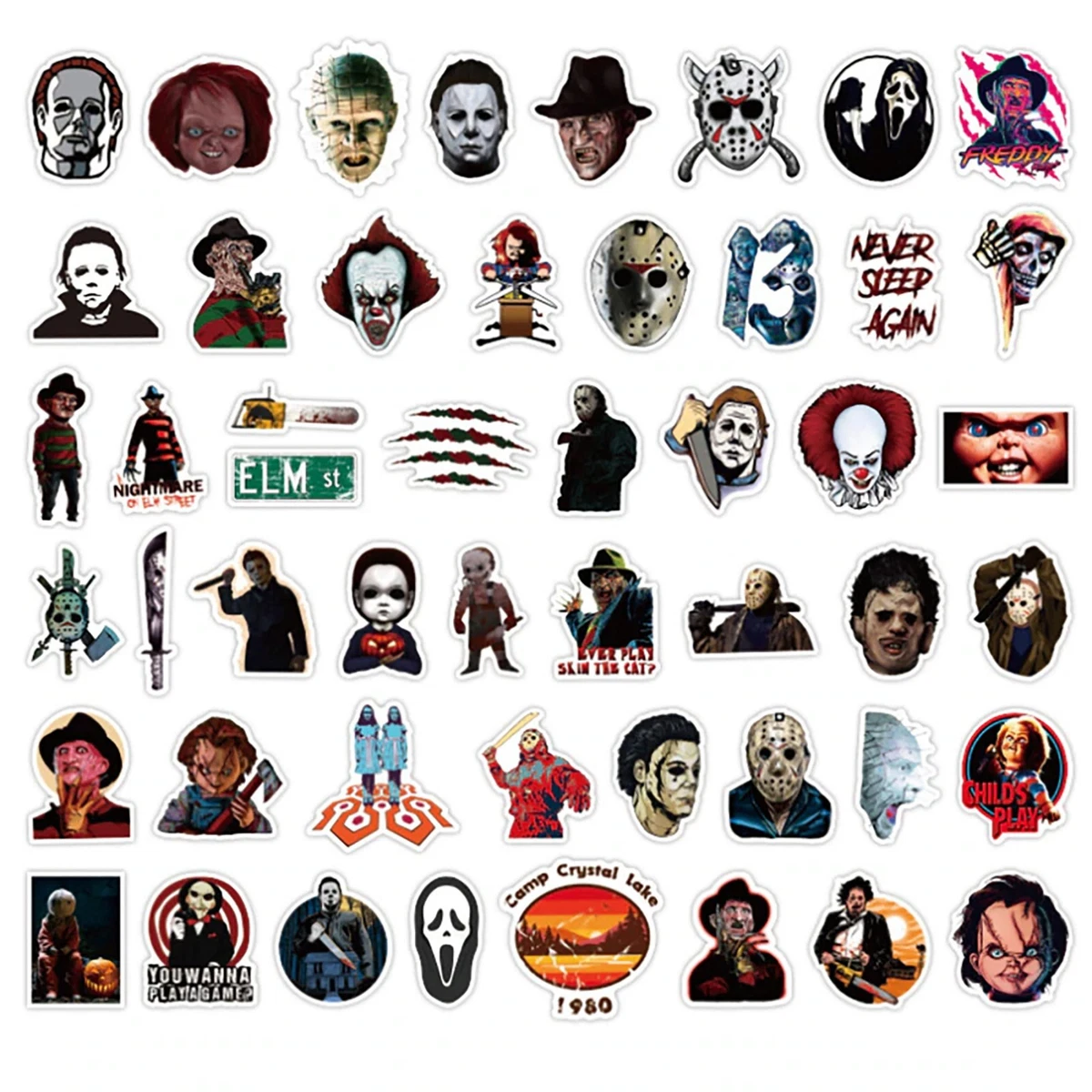 50x Mixed Scary Horror Movie Sticker Pack Waterproof Graffiti Decal Gift  Xmas | eBay