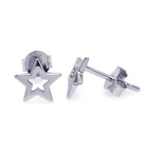 Sterling Silver Open Star Stud Earrings