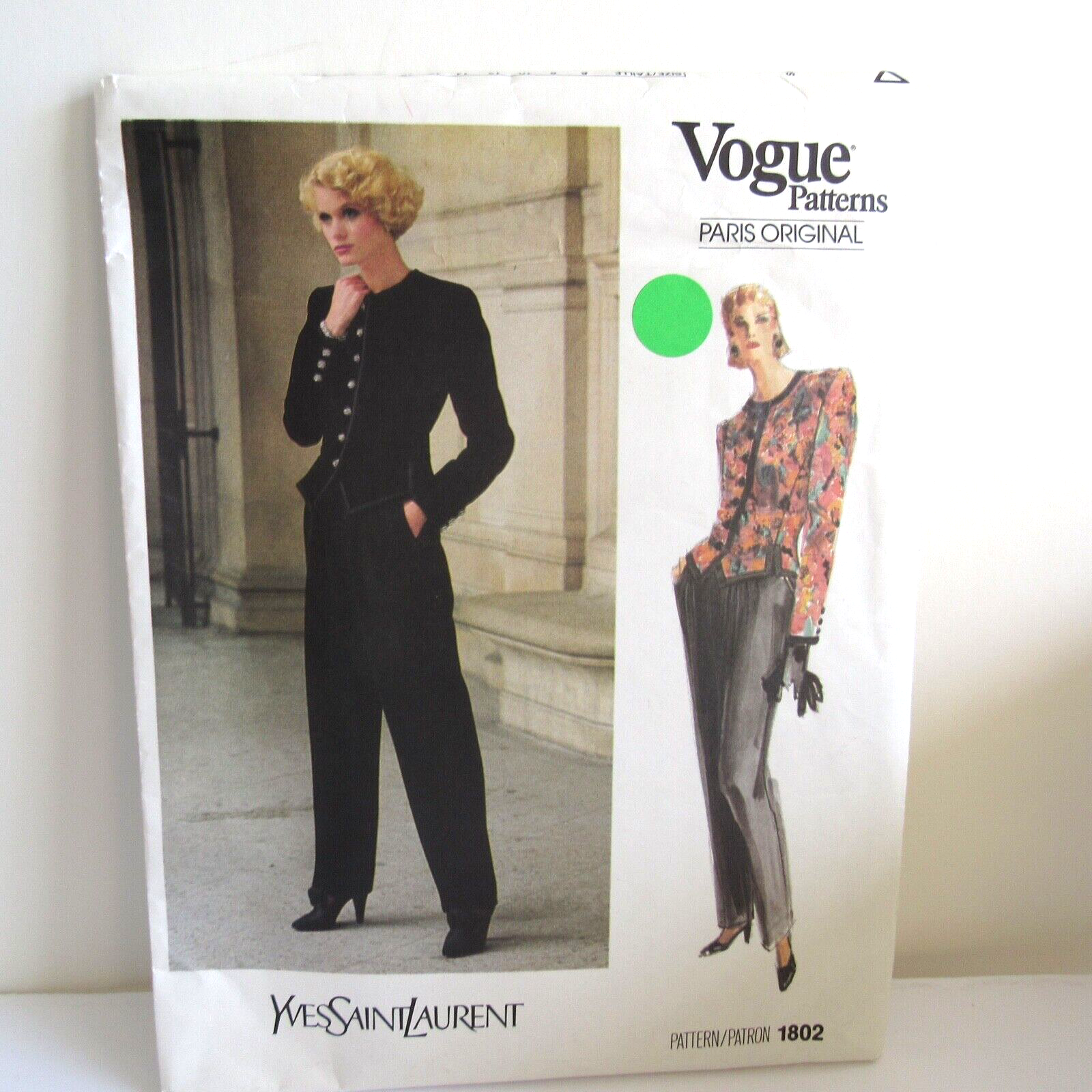 Modello Cucito Vintage VOGUE Parigi Originale Yve Saint Laurent #1802 Taglia 10 FF