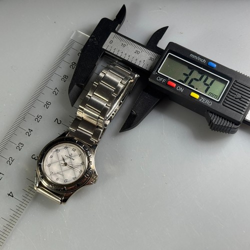 Vintage Calypso Quartz Watch Unisex Silver Fixed Bezel Analog New Battery 7" - Picture 6 of 6