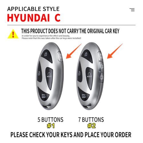 For Hyundai Ioniq 5 / 6 Kona Santa Fe Key Fob Case Cover Chain Ring Accessories - Picture 2 of 9