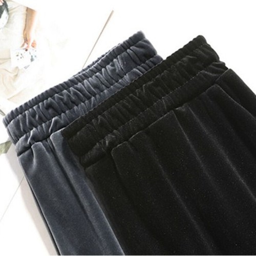 Lady Velvet Trousers Velour Pants Straight Leg Loungewear Casual Solid Soft Chic - Picture 10 of 15