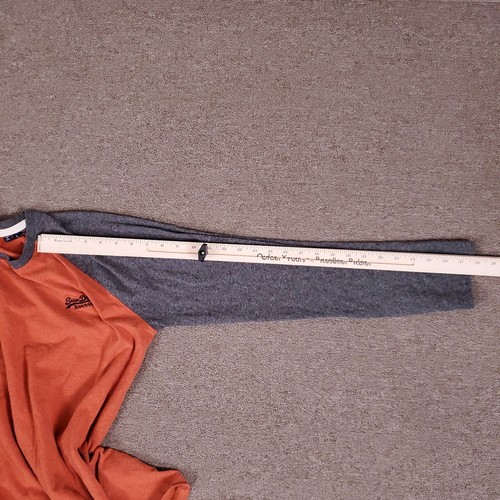 Superdry Mens Large Orange Color Block Sleeves Gray Preppy Casual Basic Warm - Picture 7 of 11
