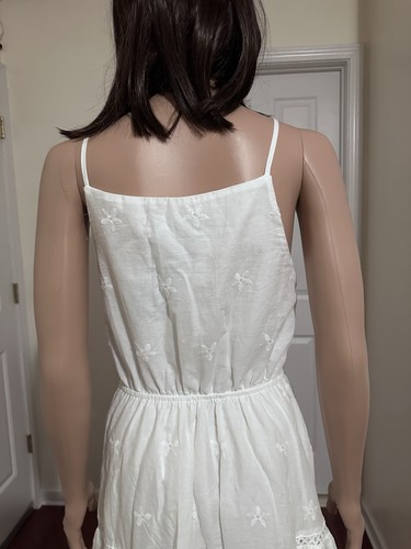 Eilly Bazar White Fit & Flare Fringe Eyelet Embroidery Dress Women’s Size XSmall - Picture 9 of 15