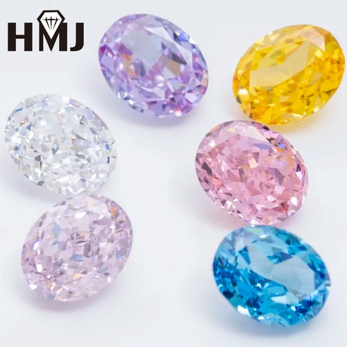 Oval Mixed Color 5A Crushed Ice Cut High Carbon Diamond Cubic Zircon CZ Stone - Picture 4 of 36
