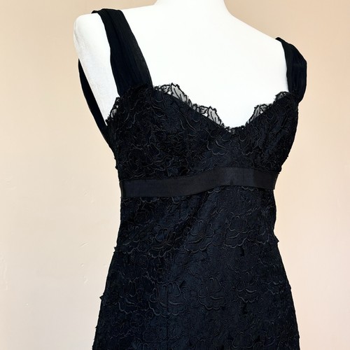 Nicole Miller Collection Silk Lace Cocktail Dress Cutout Back Tie Black Vtg 90s - Picture 3 of 11