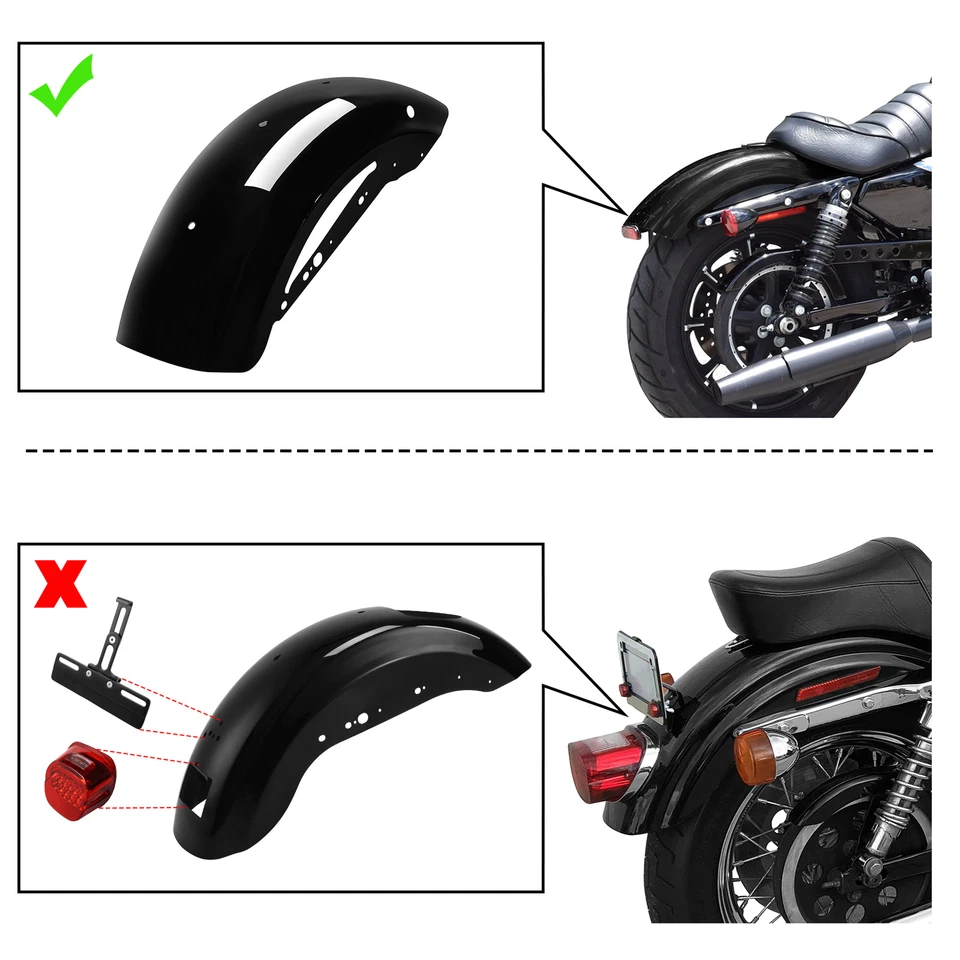 Guardabarros trasero negro brillante apto para Harley Sportster IRON XL883N 2010-2022 pintado Foto 4 de 4