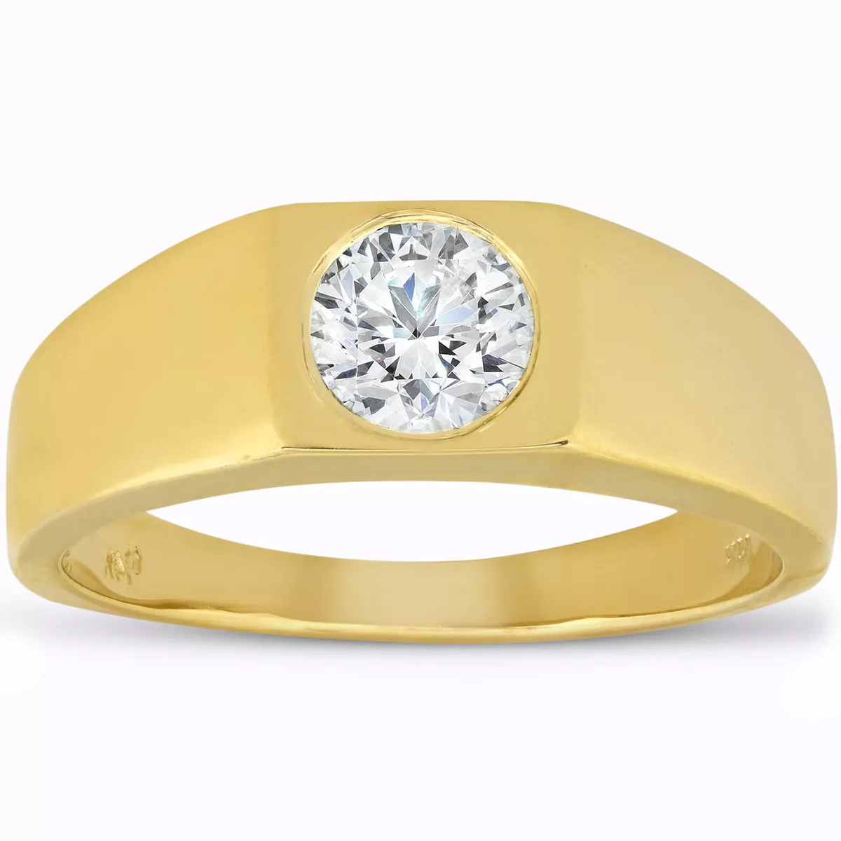 Mens gold hotsell solitaire diamond ring