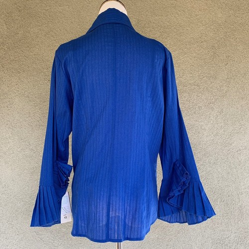 Königsblau Baumwolle Hemd Glocke & Plissee Ärmel Größe 12 Peck & Peck - Bild 9 von 12