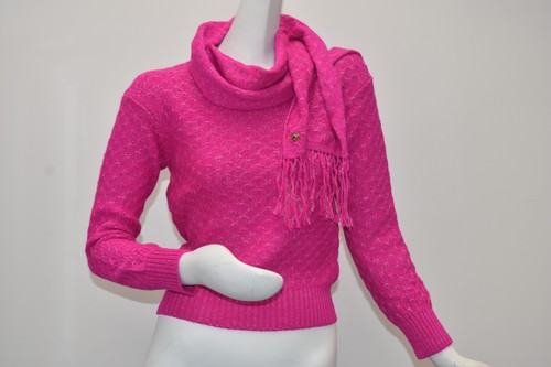 Neuf CHANEL Argent Rose Lurex Défilé Haut Pull Avec Écharpe 40 - Bild 2 von 19