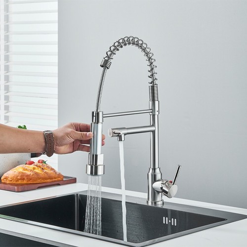 Spring Kitchen Sink Faucet Pull Down Sprayer Swivel Single Handle Hole Mixer Tap - Bild 36 von 122