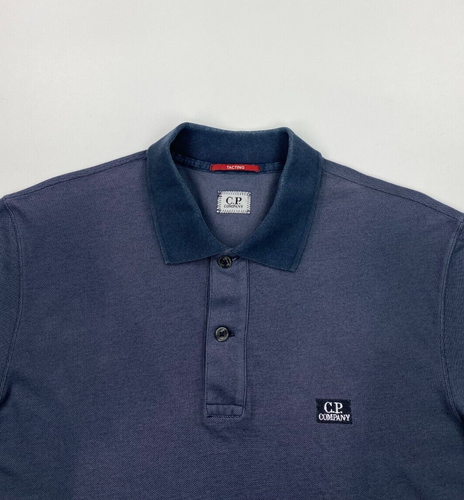 Men's Navy Blue CP Company Polo Shirt Medium M Tacting Short Sleeve Logo C - Picture 2 of 14