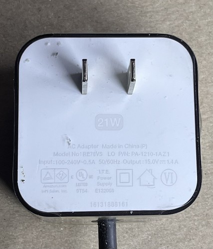 AMAZON Echo Amazon Fire TV Charger Power AC Adapter Black RE78VS 21W Genuine - Picture 2 of 2