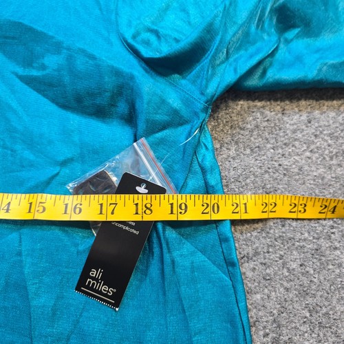 Ali Miles Top Women Size Medium Blue Tunic Taffeta Button Jacket Cocktail Career - Picture 6 of 11