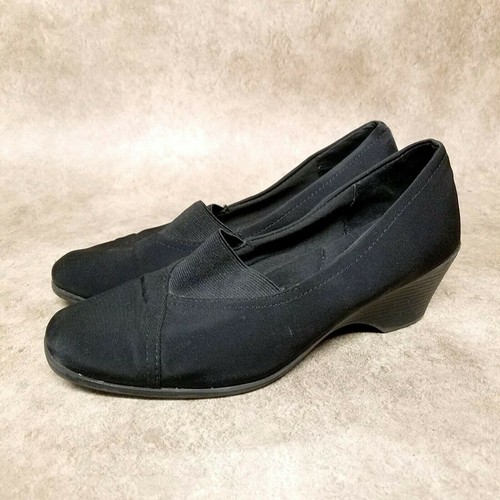 George Womens Size 8 Black Slip On 2.5" Wedge Heels - Picture 2 of 9