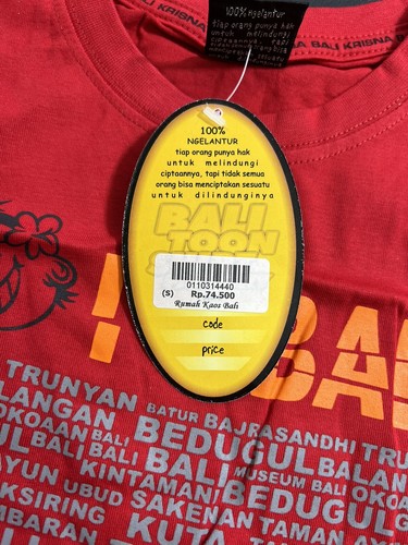 I love BALI Red T-SHIRT Boy Girl Kids Size Small By Krisna - Picture 6 of 7