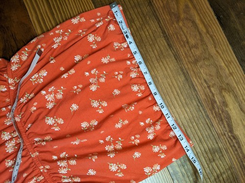 Forever 21 Small Strapless Romper Floral Red/Orange Short Summer Soft Stretchy - Picture 4 of 5