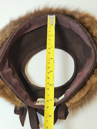 Vintage 1950's Mink Fur Womens Hat Brown Wool Felt Open Top EXCELLENT CONDITION - Picture 10 of 12