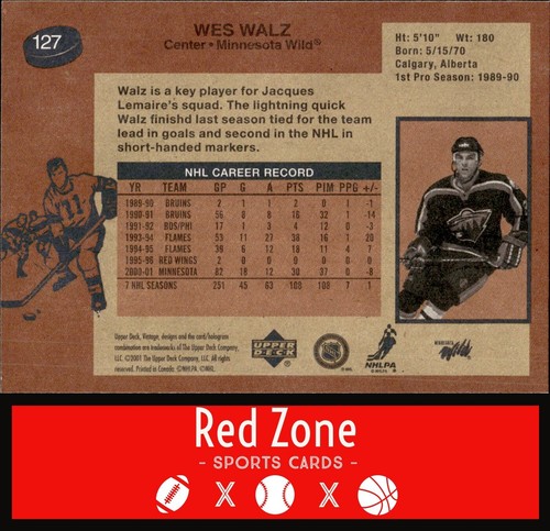 2001-02 Upper Deck Vintage - #127 Wes Walz NM Set Break. - Picture 2 of 2