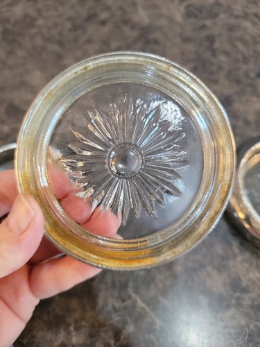 Set of 3 Vintage Silver plate tone & Glass Coasters 4" in Diameter hong Kong - Picture 5 of 8
