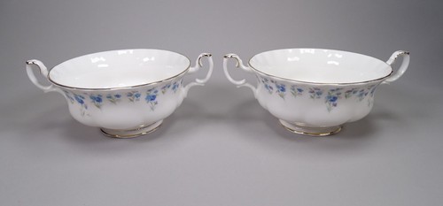 6 Vintage Royal Albert Bone China Memory Lane Two Handled Soup Cup and Saucer - Picture 17 of 23